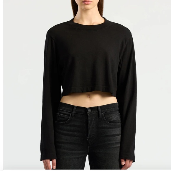 Cotton Citizen Tops - Cotton Citizen Tokyo Black Crop Top Relaxed Casual Shirt Women’s Sz M NWT